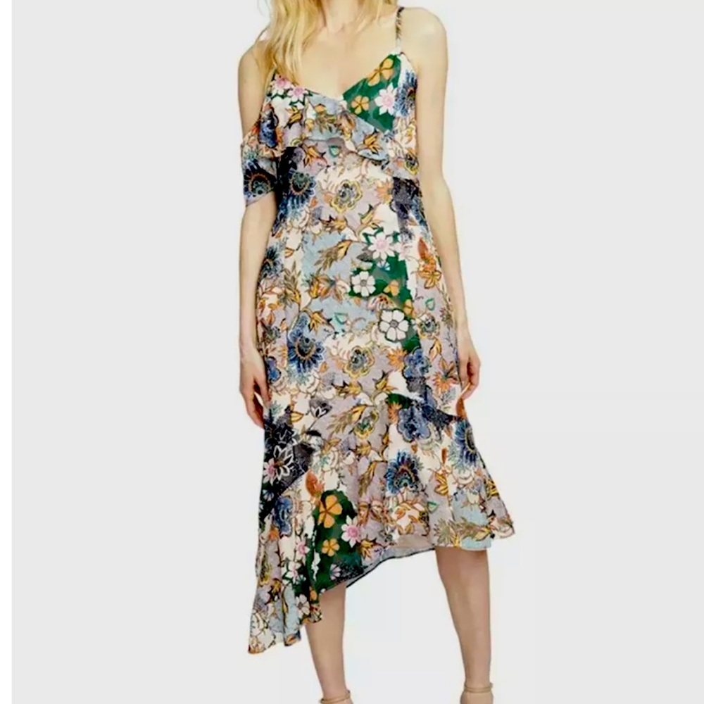 Rachel Roy One Shoulder Asymmetrical Ruffle Dress